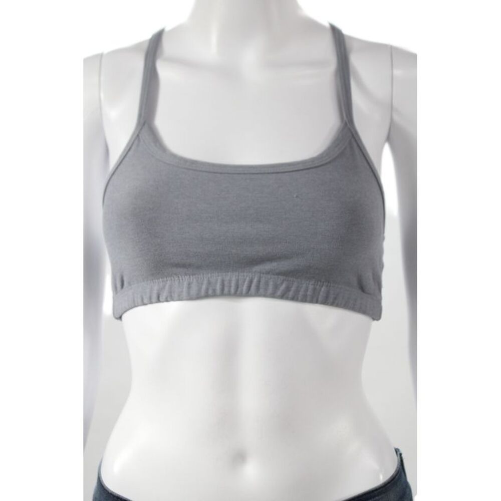 Beyond Yoga Womens Spaghetti Strap Scoop Neck Stretch Knit Sports Bra Gray Small